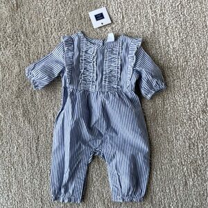 Janie and Jack pin stripe 0-3 months jumpsuit. Brand new with tags